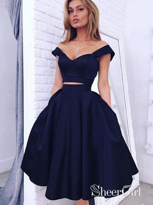 Two Piece Homecoming Dresses Navy Blue ...